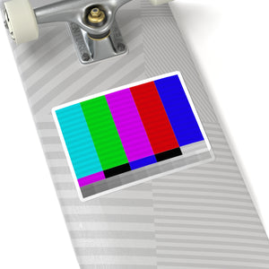 Test Pattern TV Glitch Kiss-Cut Sticker — Retro TV Color Bars Decal