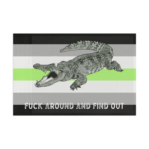 Agender PRIDE Fuck Around and Find Out Gator Rage Flag Home Decor - Gemmed Firefly