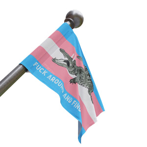 Transgender "Fuck Around and Find Out" Gator Rage LGBT PRIDE Flag 2024 Home Decor - Gemmed Firefly