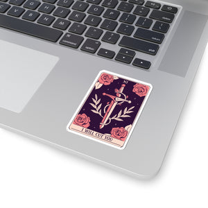 Tarot Dagger Sticker — "I Will Cut You" Floral Knife Kiss-Cut Sticker