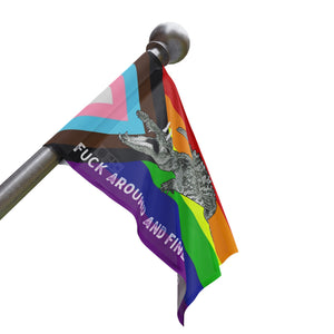 Progressive PRIDE Fuck Around and Find Out Gator LGBT Flag 2024 Home Decor - Gemmed Firefly