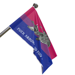 Bisexual Gator Flag "Fuck Around and Find Out" PRIDE Flag 2024 Home Decor - Gemmed Firefly
