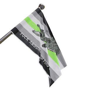 Agender PRIDE Fuck Around and Find Out Gator Rage Flag Home Decor - Gemmed Firefly