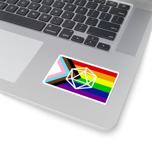 Pride Progress Dice Sticker — LGBTQ+ Rainbow D20 Kiss-Cut Sticker Paper products - Gemmed Firefly