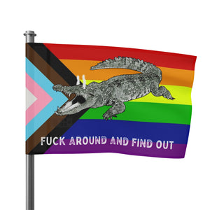 Progressive PRIDE Fuck Around and Find Out Gator LGBT Flag 2024 Home Decor - Gemmed Firefly