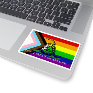 'Don't Tread On Anybody' - LGBT Progressive Pride Gadsden Flag Kiss-Cut Sticker Decal