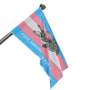Transgender "Fuck Around and Find Out" Gator Rage LGBT PRIDE Flag 2024 Home Decor - Gemmed Firefly