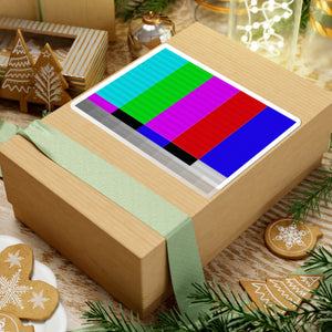 Test Pattern TV Glitch Kiss-Cut Sticker — Retro TV Color Bars Decal