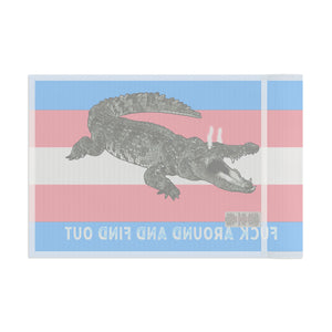 Transgender "Fuck Around and Find Out" Gator Rage LGBT PRIDE Flag 2024 Home Decor - Gemmed Firefly