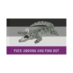 ACE Asexual PRIDE Fuck Around and Find Out Gator Rage Flag Home Decor - Gemmed Firefly