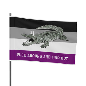 ACE Asexual PRIDE Fuck Around and Find Out Gator Rage Flag Home Decor - Gemmed Firefly