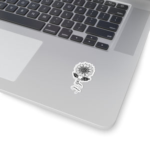 Sunflower 'fuck it' Script Kiss-Cut Sticker — Black Floral Laptop Decal