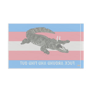 Transgender "Fuck Around and Find Out" Gator Rage LGBT PRIDE Flag 2024 Home Decor - Gemmed Firefly