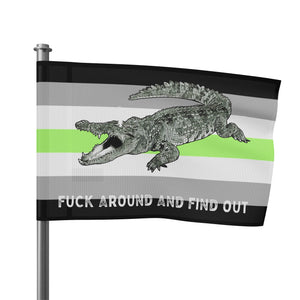 Agender PRIDE Fuck Around and Find Out Gator Rage Flag Home Decor - Gemmed Firefly