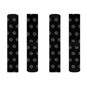 F*ck Hate Sublimation Crew Socks — Subtle Script Dot Pattern