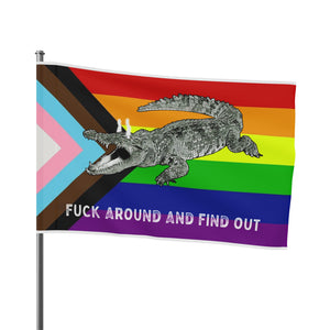 Progressive PRIDE Fuck Around and Find Out Gator LGBT Flag 2024 Home Decor - Gemmed Firefly