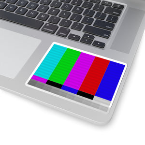 Test Pattern TV Glitch Kiss-Cut Sticker — Retro TV Color Bars Decal