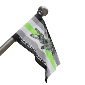 Agender PRIDE Fuck Around and Find Out Gator Rage Flag Home Decor - Gemmed Firefly