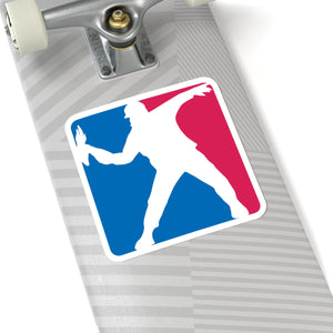 Plushie-Thrower Kiss-Cut Sticker — Parody Logo Decal