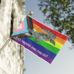 Progressive PRIDE Fuck Around and Find Out Gator LGBT Flag 2024 Home Decor - Gemmed Firefly