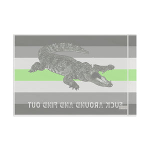 Agender PRIDE Fuck Around and Find Out Gator Rage Flag Home Decor - Gemmed Firefly