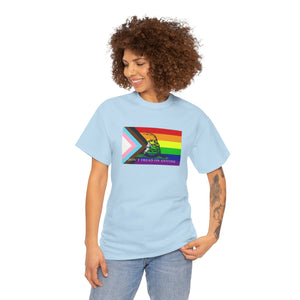 'Don't Tread On Anybody' - LGBT Progressive Pride Gadsden Flag T-Shirt T-Shirt - Gemmed Firefly