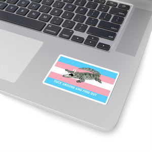 Transgender "Fuck Around and Find Out" Gator Rage LGBT PRIDE Flag Kiss-Cut Sticker Vinyl Decal Paper products - Gemmed Firefly