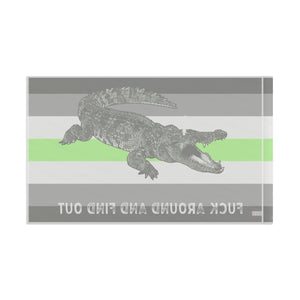 Agender PRIDE Fuck Around and Find Out Gator Rage Flag Home Decor - Gemmed Firefly