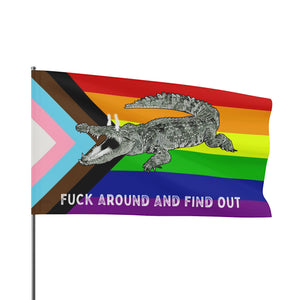 Progressive PRIDE Fuck Around and Find Out Gator LGBT Flag 2024 Home Decor - Gemmed Firefly