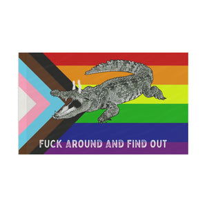Progressive PRIDE Fuck Around and Find Out Gator LGBT Flag 2024 Home Decor - Gemmed Firefly