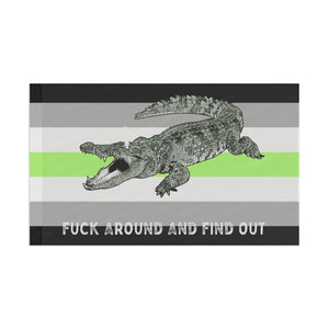 Agender PRIDE Fuck Around and Find Out Gator Rage Flag Home Decor - Gemmed Firefly