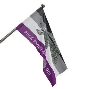 ACE Asexual PRIDE Fuck Around and Find Out Gator Rage Flag Home Decor - Gemmed Firefly