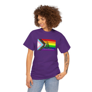 'Don't Tread On Anybody' - LGBT Progressive Pride Gadsden Flag T-Shirt T-Shirt - Gemmed Firefly