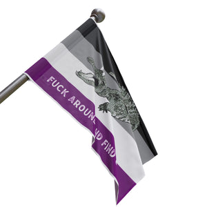 ACE Asexual PRIDE Fuck Around and Find Out Gator Rage Flag Home Decor - Gemmed Firefly