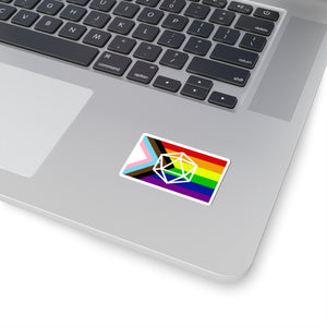 Pride Progress Dice Sticker — LGBTQ+ Rainbow D20 Kiss-Cut Sticker Paper products - Gemmed Firefly