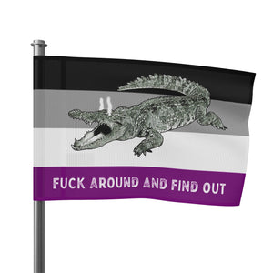 ACE Asexual PRIDE Fuck Around and Find Out Gator Rage Flag Home Decor - Gemmed Firefly