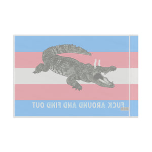Transgender "Fuck Around and Find Out" Gator Rage LGBT PRIDE Flag 2024 Home Decor - Gemmed Firefly