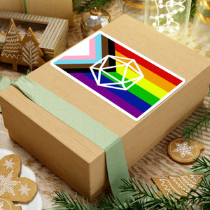 Pride Progress Dice Sticker — LGBTQ+ Rainbow D20 Kiss-Cut Sticker Paper products - Gemmed Firefly
