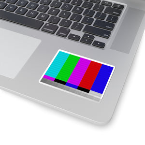 Test Pattern TV Glitch Kiss-Cut Sticker — Retro TV Color Bars Decal