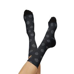F*ck Hate Sublimation Crew Socks — Subtle Script Dot Pattern