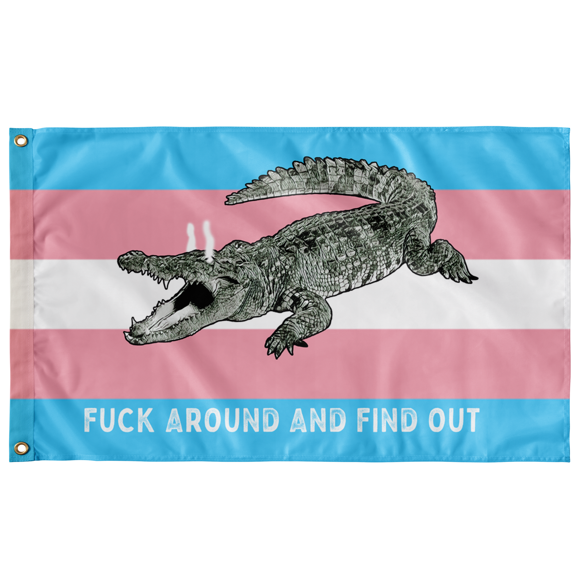 Trans Fuck Around and Find Out Gator Rage LGBT Flag Flags  - Gemmed Firefly