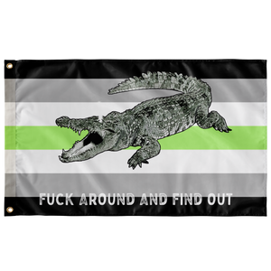 Agender PRIDE Fuck Around and Find Out Gator Rage Flag Flags  - Gemmed Firefly