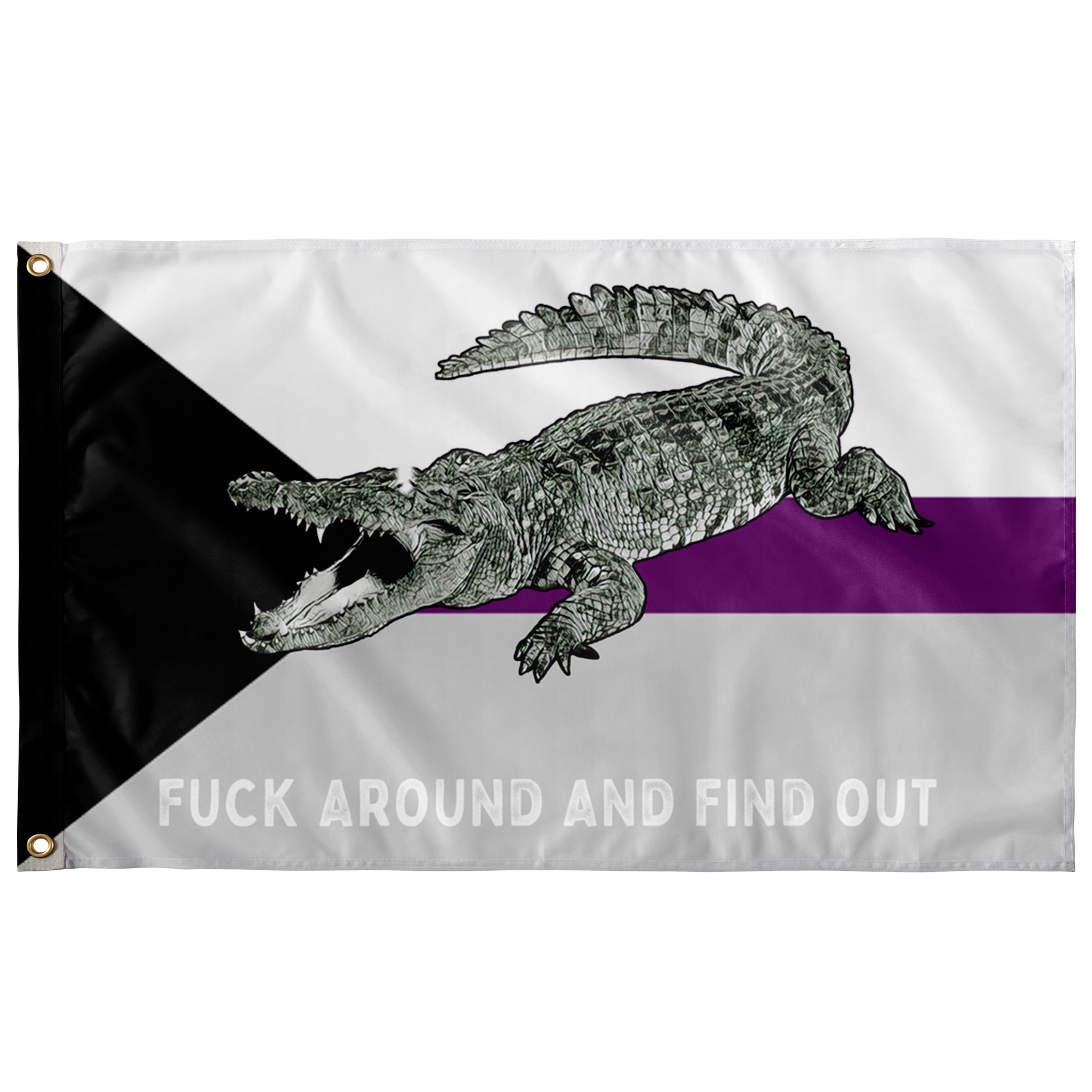 Demisexual PRIDE Fuck Around and Find Out Gator Rage Flag Flags  - Gemmed Firefly