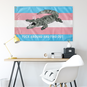 Trans Fuck Around and Find Out Gator Rage LGBT Flag Flags  - Gemmed Firefly