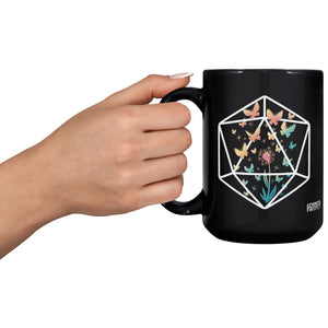 D20 Sanctuary Black Mug Ceramic Mugs - Gemmed Firefly