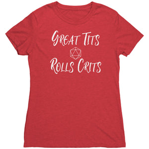 Great Tits Rolls Crits T-shirt - Gemmed Firefly