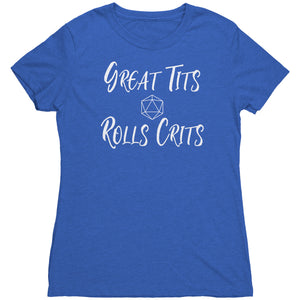 Great Tits Rolls Crits T-shirt - Gemmed Firefly