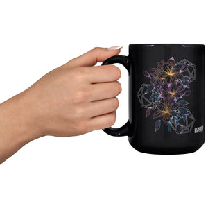 Lilies and Luck Black Mug Ceramic Mugs - Gemmed Firefly