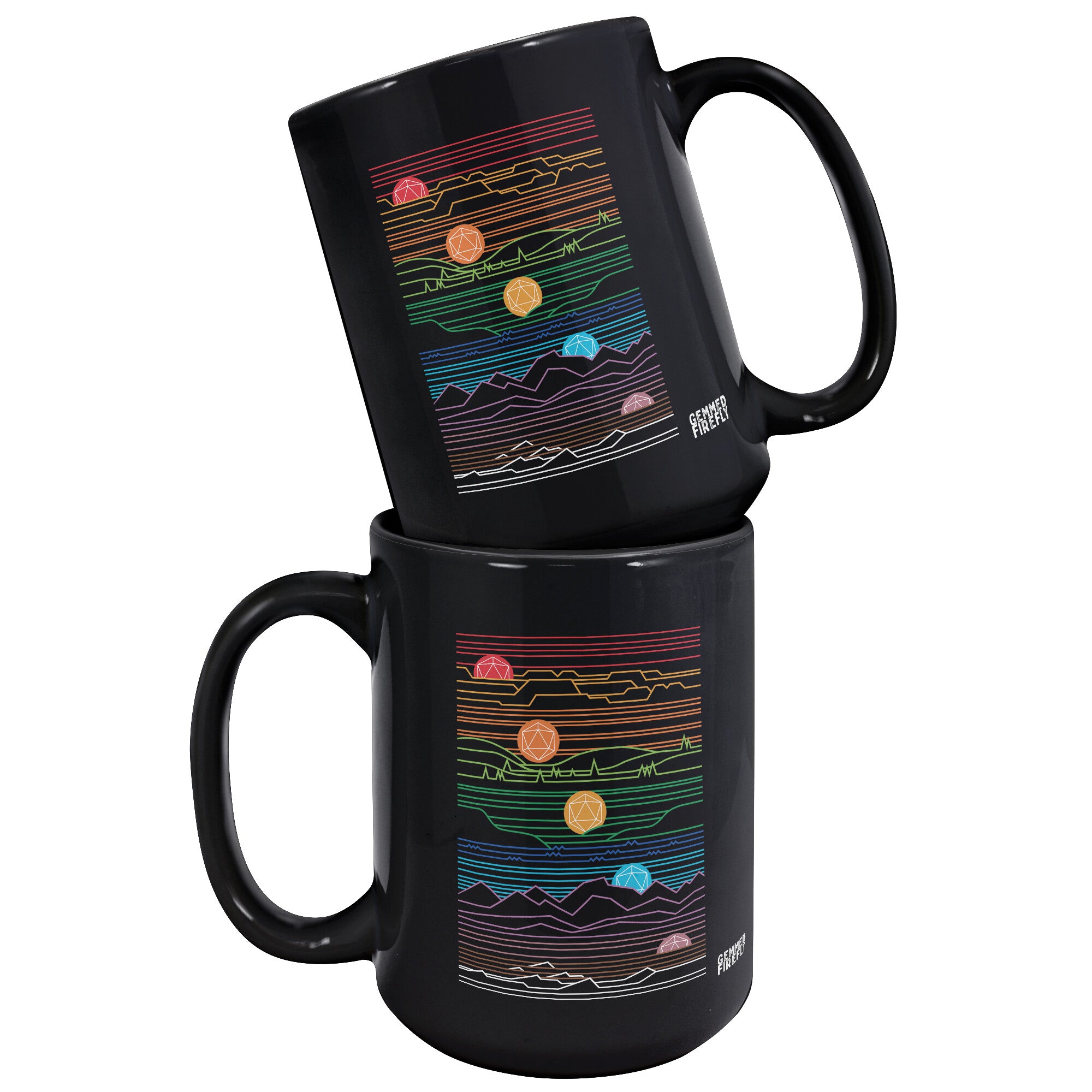 Rising Setting Sun Black Mug Ceramic Mugs  - Gemmed Firefly