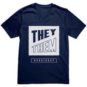 Modern Lux Block Slash They/Them Non-binary T-shirt - Gemmed Firefly